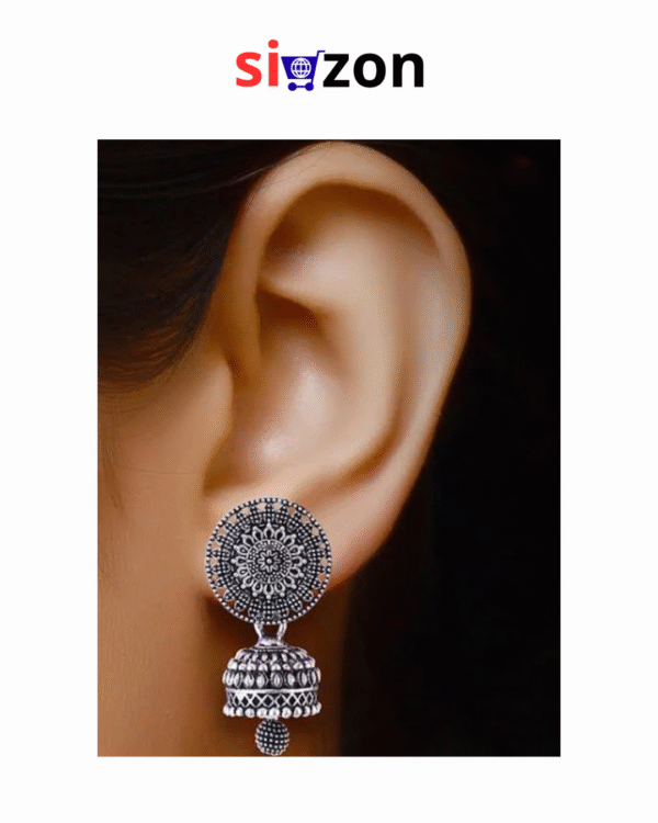 Women Pack Of 4 Silver Oxidised Peacock Shaped Jhumkas